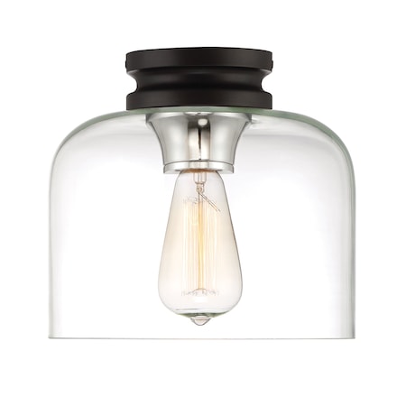 Designers Fountain 9in Ezra 1-Light Black Interior Ceiling Light Flush Mount with Clear Glass Shade 1261-BK
